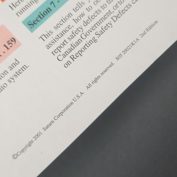 SATURN 2002 S-Series Owner's Handbook for SC1, SC2 Sedan - Picture 7 of 17